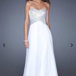 La Femme White Prom Dress
